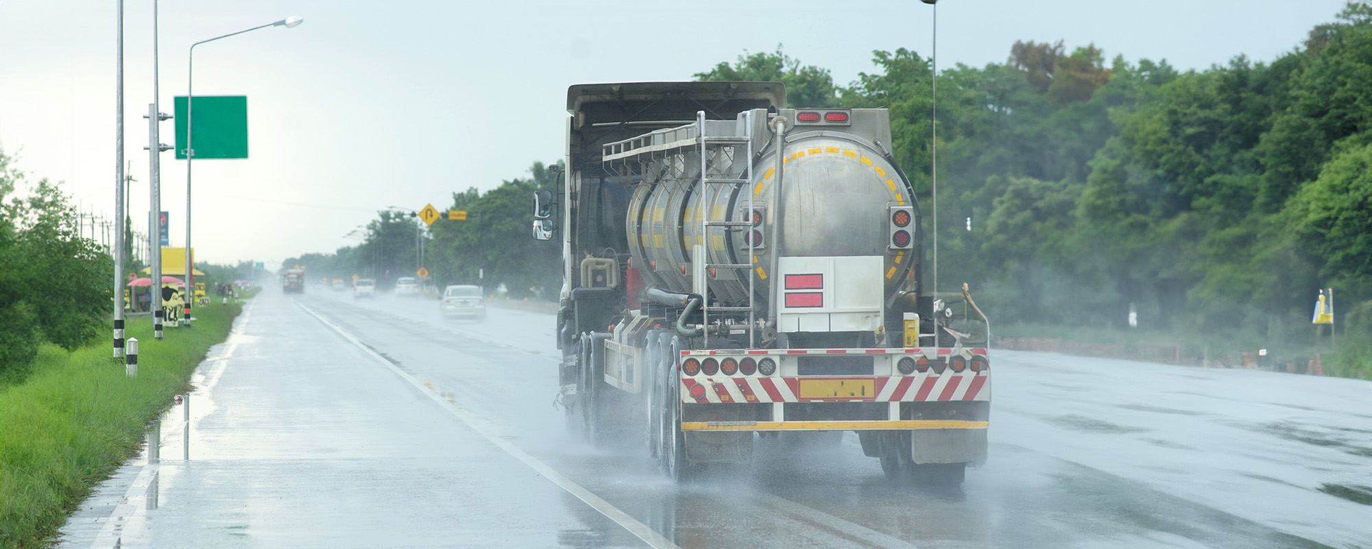 truck with rain drops driving in rain